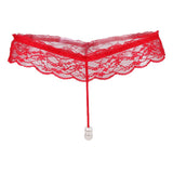Maxbell Womens Sheer Lace Pearl Mini G-string Briefs Panties Underwear T-back Red