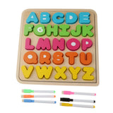 Maxbell Sorting Board Stacking Blocks Matching Wooden Board Uppercase Letter Block