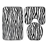 Max 3 Pieces Flannel Toilet Lid Non Slip Bath Mat Bathroom Rug Set Zebra Stripe