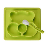 Maxbell Silicone Divided Kids Plate ,Dinner Snack Food Separated Container Green