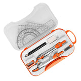 Maxbell Math Geometry Kit Compass Set Protractor Triangle Ruler School Teachers Orange