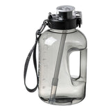 Maxbell Water Bottle with Straw Time Marker Sports Water Jug Workout Yoga Black 1.6L