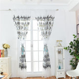 Max Offset Printed Voile Slot Top Panel Tulle Window Blinds Gray-100x200cm