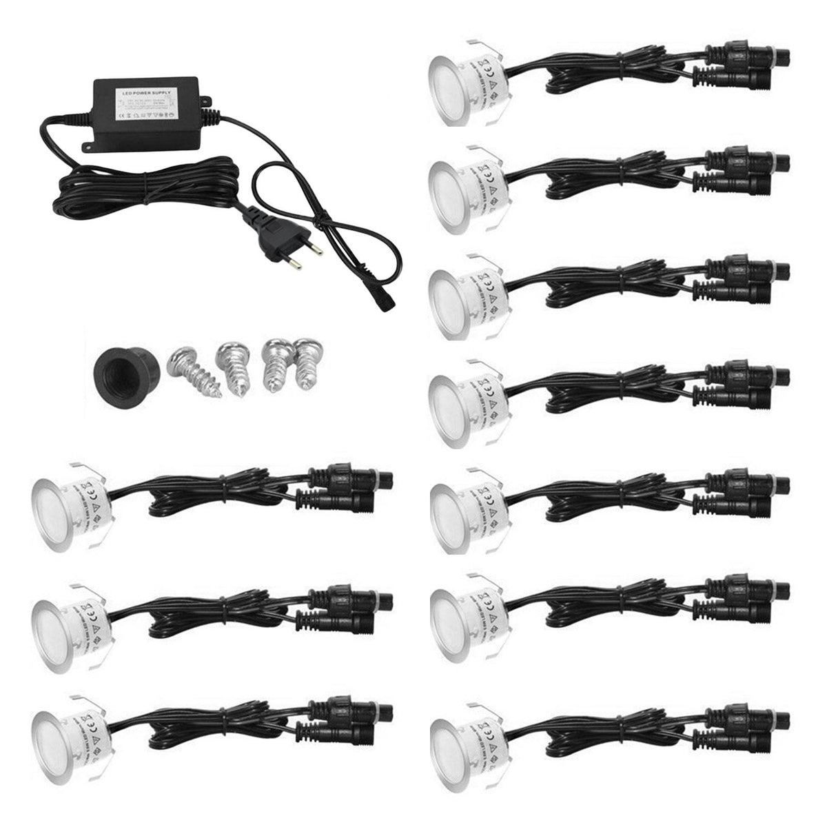 Maxbell 10Pcs LED Deck Light IP67 Waterproof Outdoor Lamp for Garden Landscape Decor Warm White