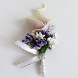 Max Cute Calla Berry Rhinestone Groom Bridal Wedding Corsage Light Purple