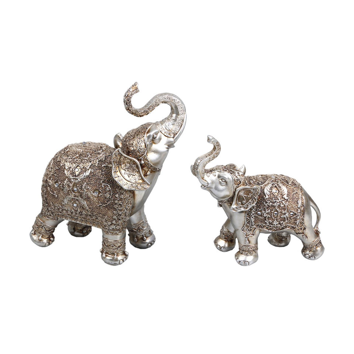 Maxbell Couple Elephants Statues Ornament Resin Figurine for Desk Home Decoration