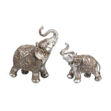 Maxbell Couple Elephants Statues Ornament Resin Figurine for Desk Home Decoration