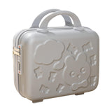 Maxbell Hard Shell Cosmetic Case 14inch Small with Elastic Band Suitcase for Women Silver
