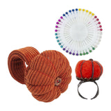 Maxbell Wrist Pincushion Kit Pumpkin Shaped for Needlework Embroidery Craft Projects Orange