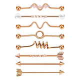 Maxbell 8Pcs Industrial Barbell Stud Earring Earring Unisex