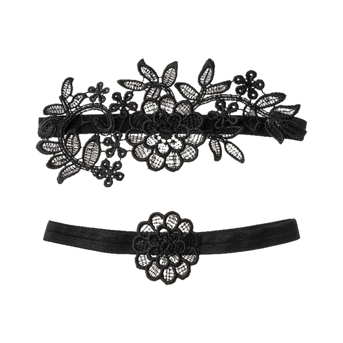Maxbell 2Pcs Wedding Garters for Bride Leg Rings Handmade for Stage Prom Dance Black