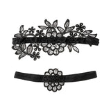 Maxbell 2Pcs Wedding Garters for Bride Leg Rings Handmade for Stage Prom Dance Black