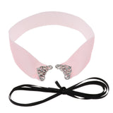 Maxbell Gothic Punk Lace-Up Choker Vintage Velvet Wide Necklace for Women Girl Pink