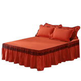 Maxbell Lace Fitted Valance Sheet Dust Ruffle Bed Dust Skirt with Platform 180x220cm