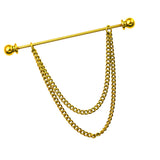 Maxbell Collar Clips with Chain Shirt Buttoned Pin Metal Mens Shirt Collar Pins Aureate