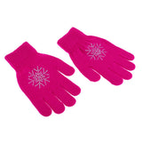 Maxbell Girls Women Kids Ice Skating Gloves Magic Stretch Glove Fushia Flower   M