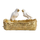 Maxbell Resin Parrot Statues Vanity Tray Figurine Sculptures Living Room Storage Box White
