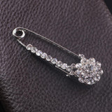 Maxbell Crystal Safety Pin Brooch Clip for Women Lady Scarf Coat Gown Holder Silver