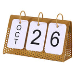 Maxbell Simple Flip Perpetual Calendar Home Table Free Standing Office Ornaments Gold