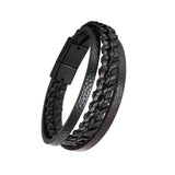 Maxbell Punk Braided PU Leather Bracelet Casual Gothic Ethnic Stackable for Men Black Brown