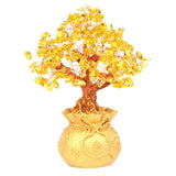 Max Mini Crystal Money Tree Bonsai Style Feng Shui Bring Wealth Luck Yellow