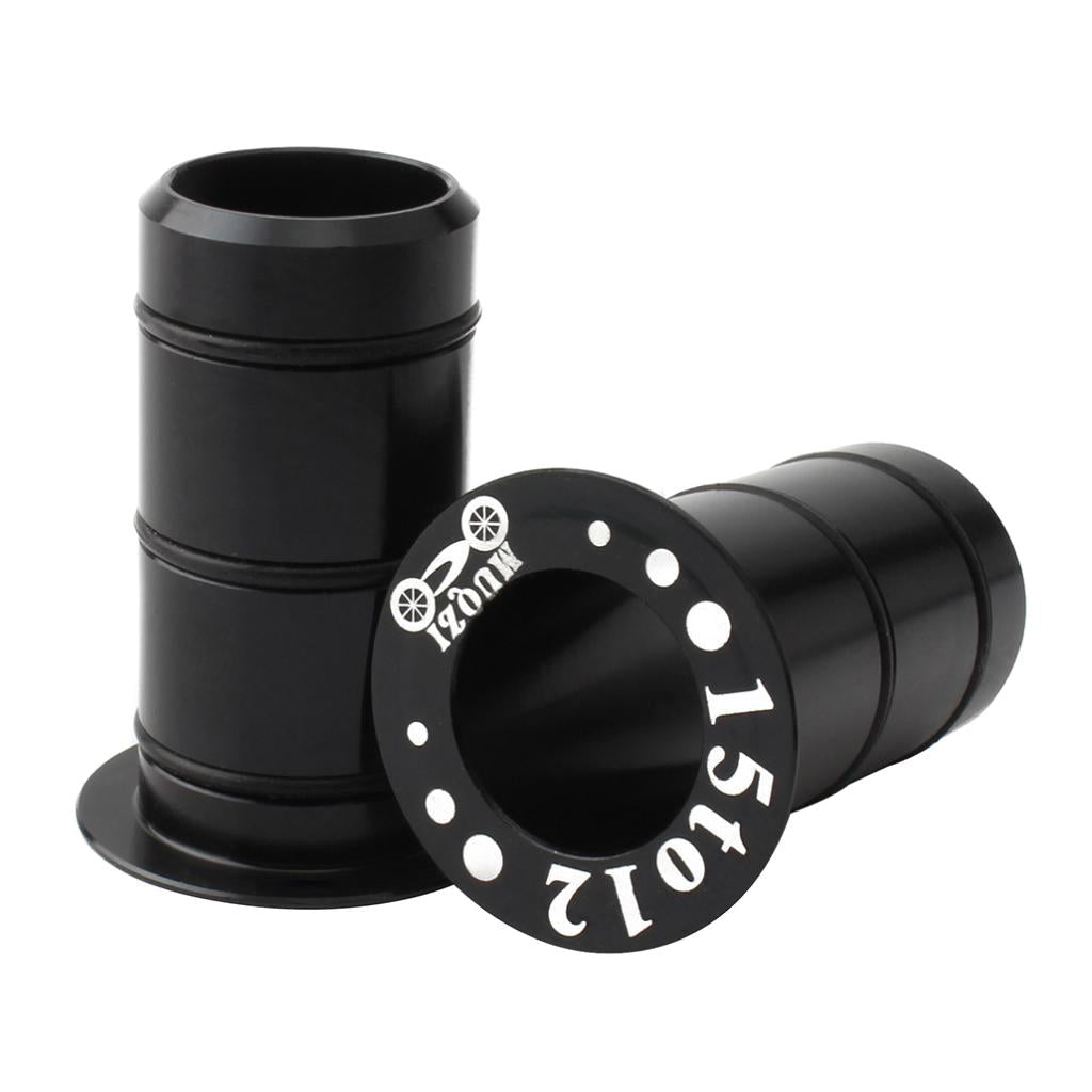 Maxbell Pair Bike Hub Front Tube Shaft Conversion Seat Adapter 15mm to 12mm Black