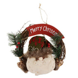Maxbell Christmas Rattan Wreath Garland Welcome Door Hanging Decor Ornaments Snowman