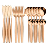 Maxbell 24Pcs Family Dinnerware Cutlery Set Flatware Set for hotel home Rose Golden