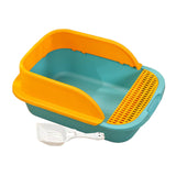 Maxbell Cat Litter Box with Scoop Detachable Tall Kitty Litter Pan Cat Toilet Green Large