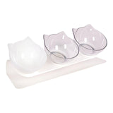 Maxbell Raised Cat Bowls Durable Cat Food and Water Bowl for Indoor Cats Puppy Clear and White Clear