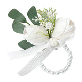 Maxbell Wrist Corsage Ribbon Bracelet Hand Flowers for Bridesmaid Bridal StyleB