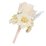 Max Silk Rose Flower Wedding Corsage Groom Bridal Wedding Boutonniere Champagne