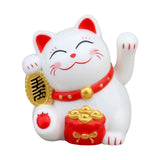 Maxbell Lovely Cat with Waving Arm Animal Figures for Living Room Table Decoration White