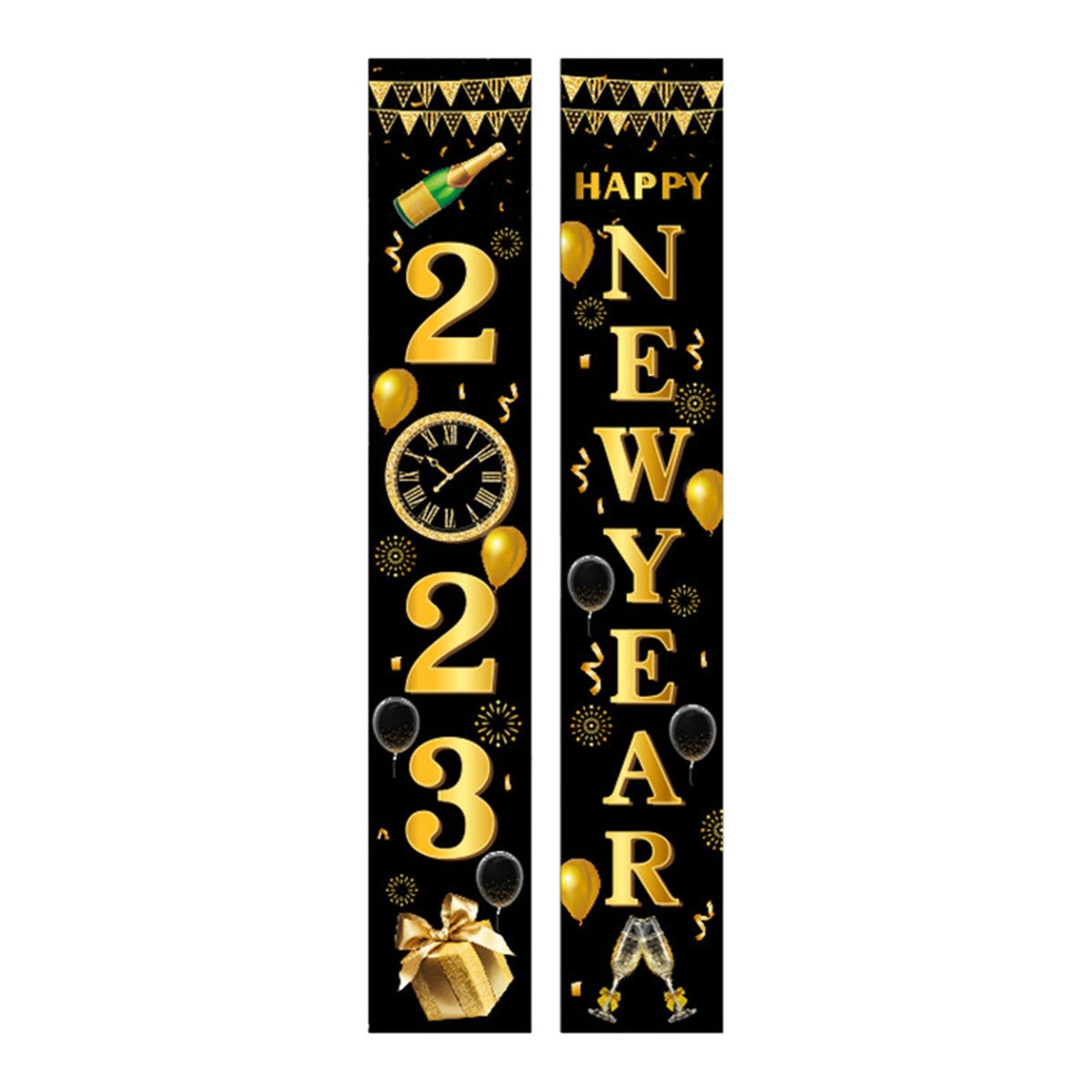 Maxbell 1 Pair New Year Porch Sign Banners Couplet Decor for Festival Doorway Garden Style E