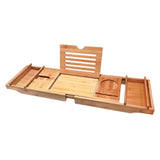 Maxbell Luxury Bamboo Bathtub Caddy Tray Bath Organizer Rack Bathtub Accessories bamboo color