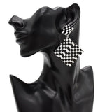 Maxbell Black White Acrylic Geometric Dangle Women Hip Hop Earring Rhombus