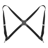 Maxbell Men Women Suspenders x Type Elastic Straps Suspenders for Proms Choirs Bands Black