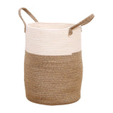Maxbell Soft Blanket Holder Bin Woven Baskets for Storage for Living Room, Playroom white brown