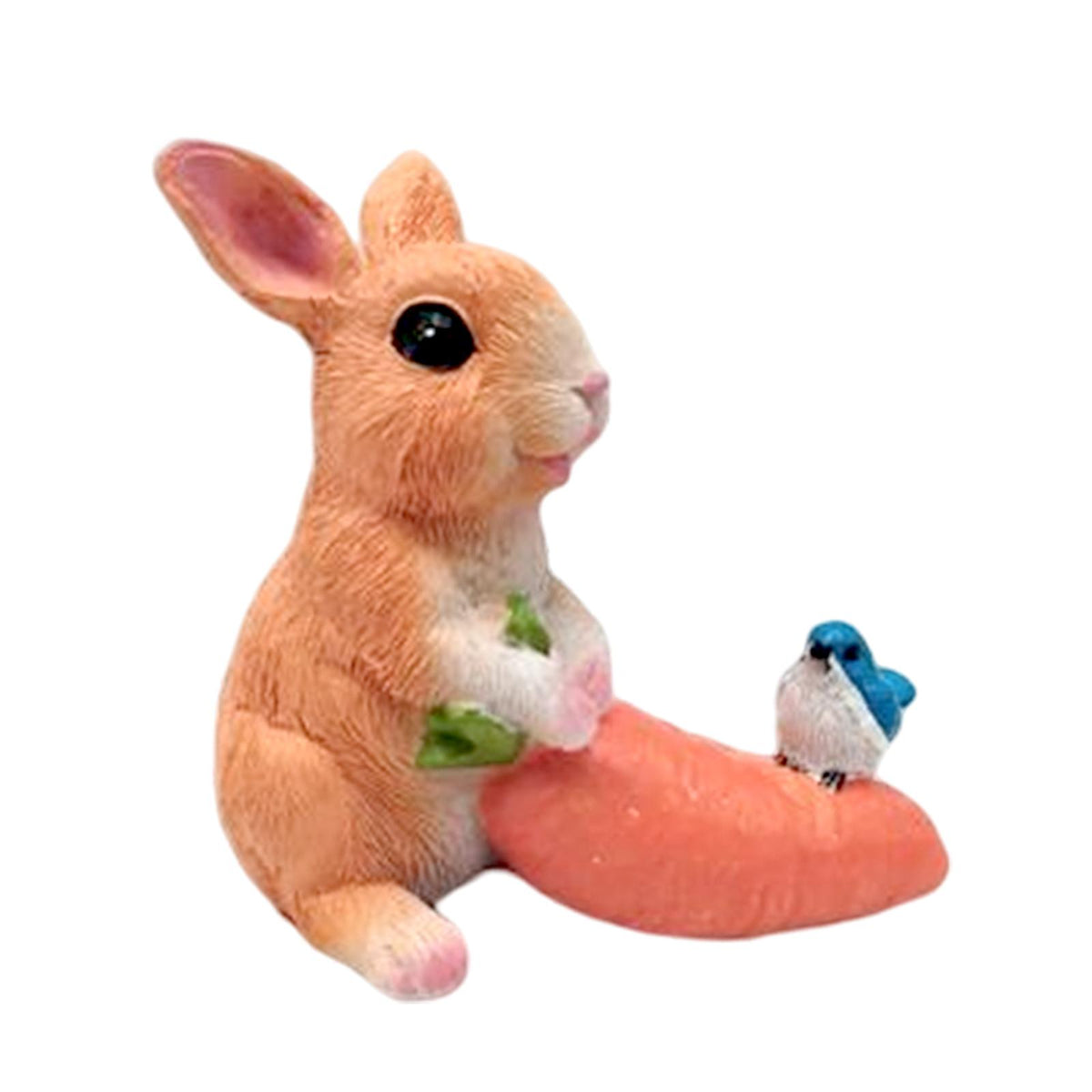 Maxbell Cute Rabbit Statue Resin Crafts Easter Bunny Figurines for Desk Decoration 11.5cmx8cmx11.5cm