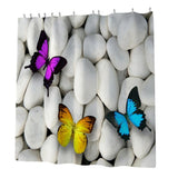 Max Digital Printing Mildew Resistant Anti-Bacterial PEVA Shower Curtain Liner Pebble Butterfly
