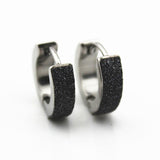 Maxbell Fashion jewelry Men Silver/Black Hoop Small Huggie Earrings