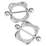 Maxbell 1 Pair Rhinestone Square Geometric Shield NippleRing Mamilo Jewerlry 14g