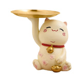 Maxbell Cat Statue Storage Tray Resin Kitten Figurine Key Holder Ornament 16cmx17cmx14cm
