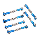 Maxbell 6Pcs Upgrade Parts Pull Rod Set Adjustable Aluminum Alloy Pull Rod Front Rear Servo Link RC Tools for 1/12 & 1/10 Drift Car Monster Truck Buggy (Blue)