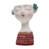 Maxbell Flower Vase Planters Flowerpot Bud Holder Living Room Human Head Statues Red