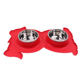 Maxbell No-Spill and Non-Skid Pet Double Bowl Dog Cat Food Water Feeder  Red