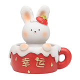 Maxbell Chinese Animal Rabbit Statue Figurine Sculpture Desktop Shaking Head Bunny 7.5x6x8cm Lucky