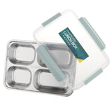 Maxbell Stainless Steel Lunch Box Dinnerware Kids Food Container Blue M four case