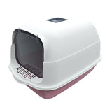 Maxbell Large Cat Litter Box with Lid Fully Enclosed with Door Cat Toilet Reusable Pink Bottom