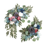 Maxbell 2 Pieces Artificial Wreath Home Decor Front Door Ornament Flower Swag Window Style B